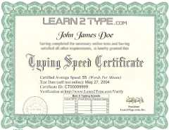 Get typing certificate online typing test speed certification